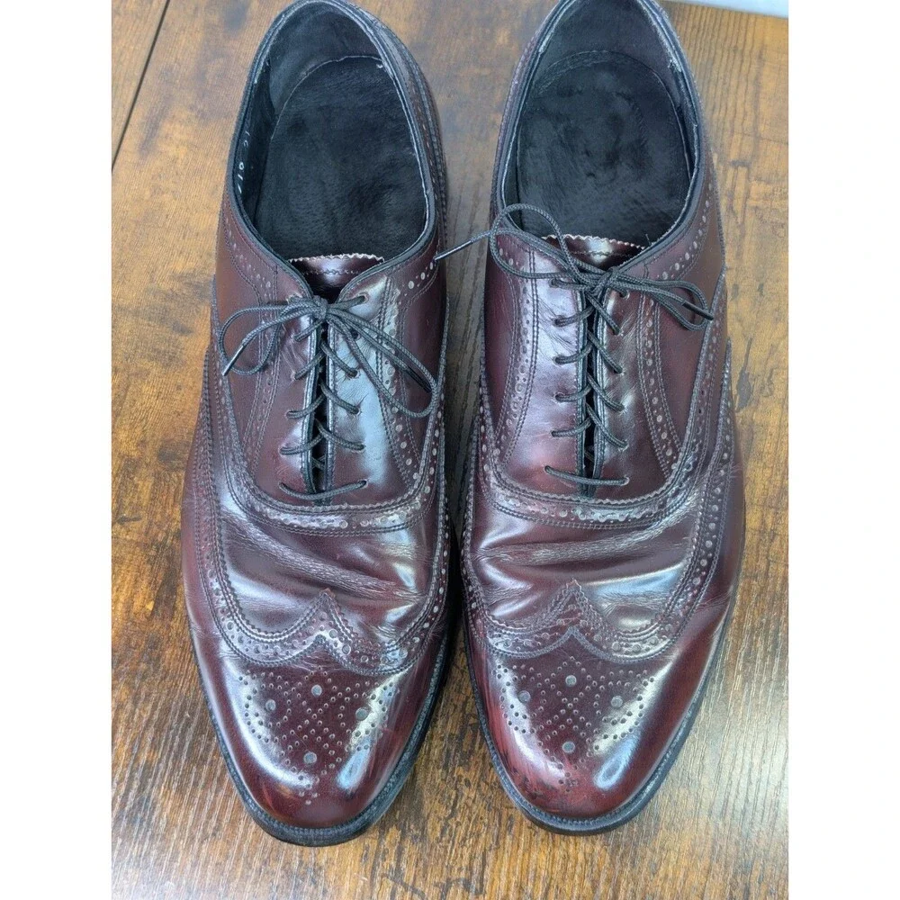 Florsheim Wingtip Vintage 90s Mens Dress Burgundy Shoes Leather Burgundy Sz 11C